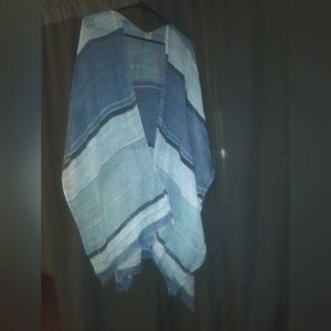 Blue and white sheer poncho/shawl